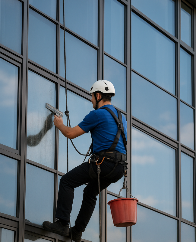 Fensterreinigung des Gebäudes
